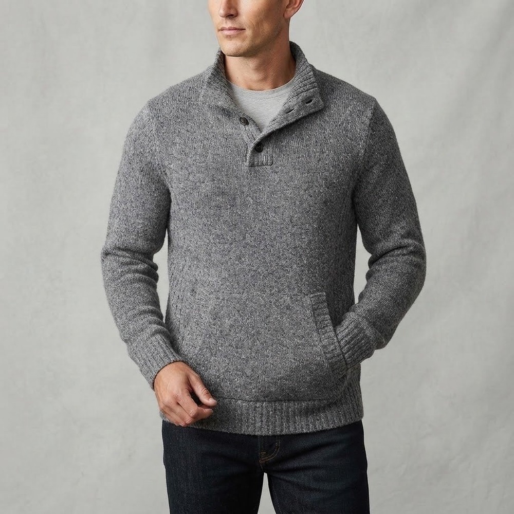 Distillery Apparel Pullover Sweater‎ Mens XL Gray Wool Blend Knit Pocket Winter